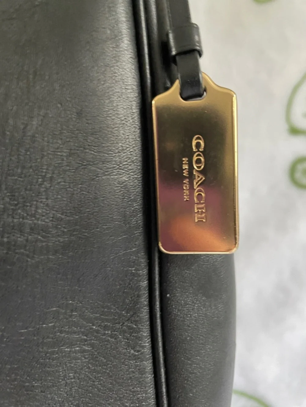 Coach Black Leather Shoulder Bag with Gold Accents / like new - Picture 2 of 6